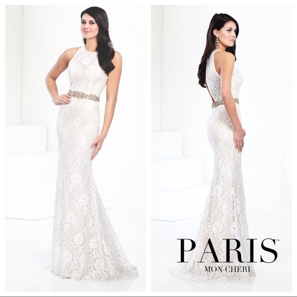 Mon Cheri Dresses & Skirts - Beautiful lace white gown sz 16